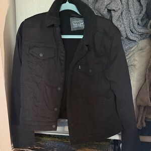 Levi's Womens Black Sherpa-Lined Jacket